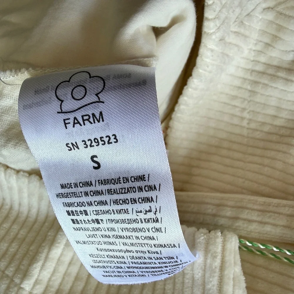 Farm Rio, off-white double waistband pants NWT small corduroy‎